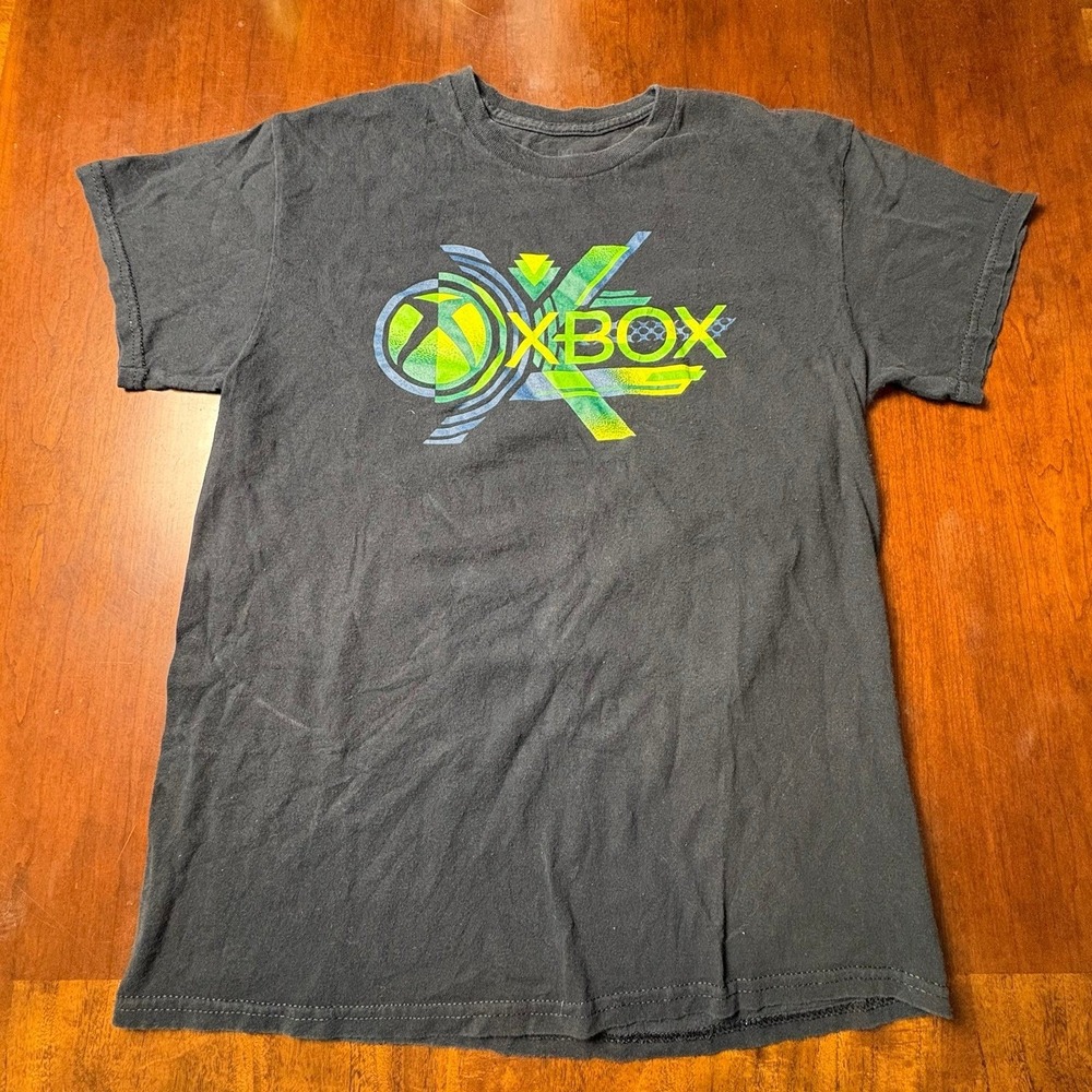 Xbox Microsoft Retro Logo Black Faded Video Game Gaming Graphic T-Shirt Tee
